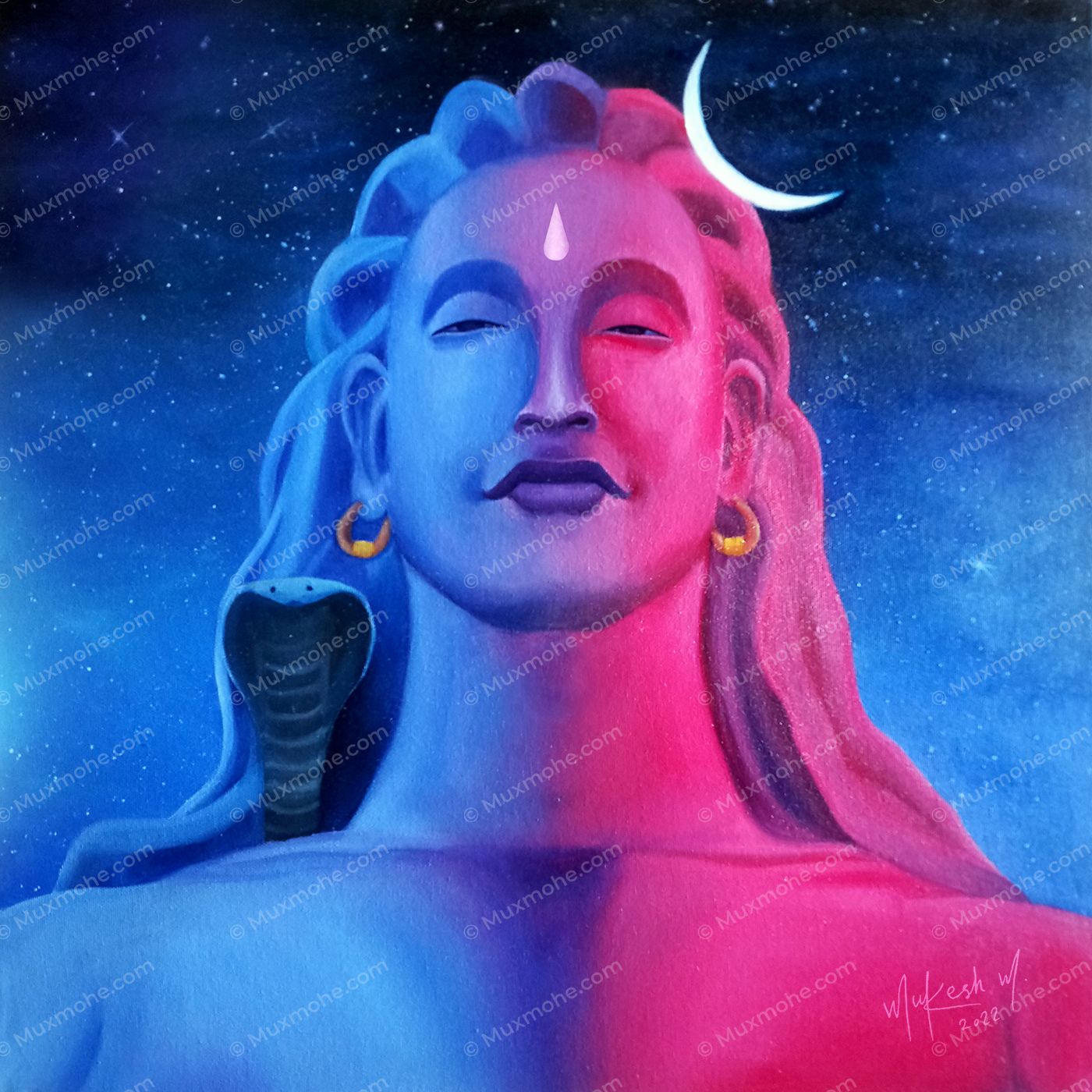 Adiyogi Shiva Oil Painting – Original Lord Shiva Canvas Artwork