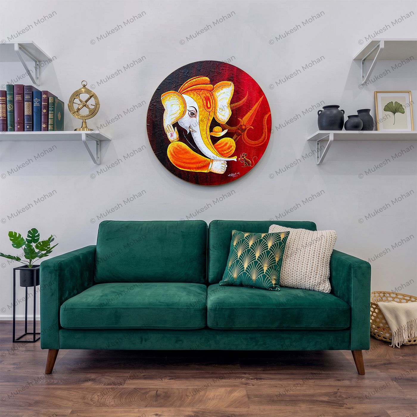Divine Grace: Lord Ganesha in Acrylic Colors