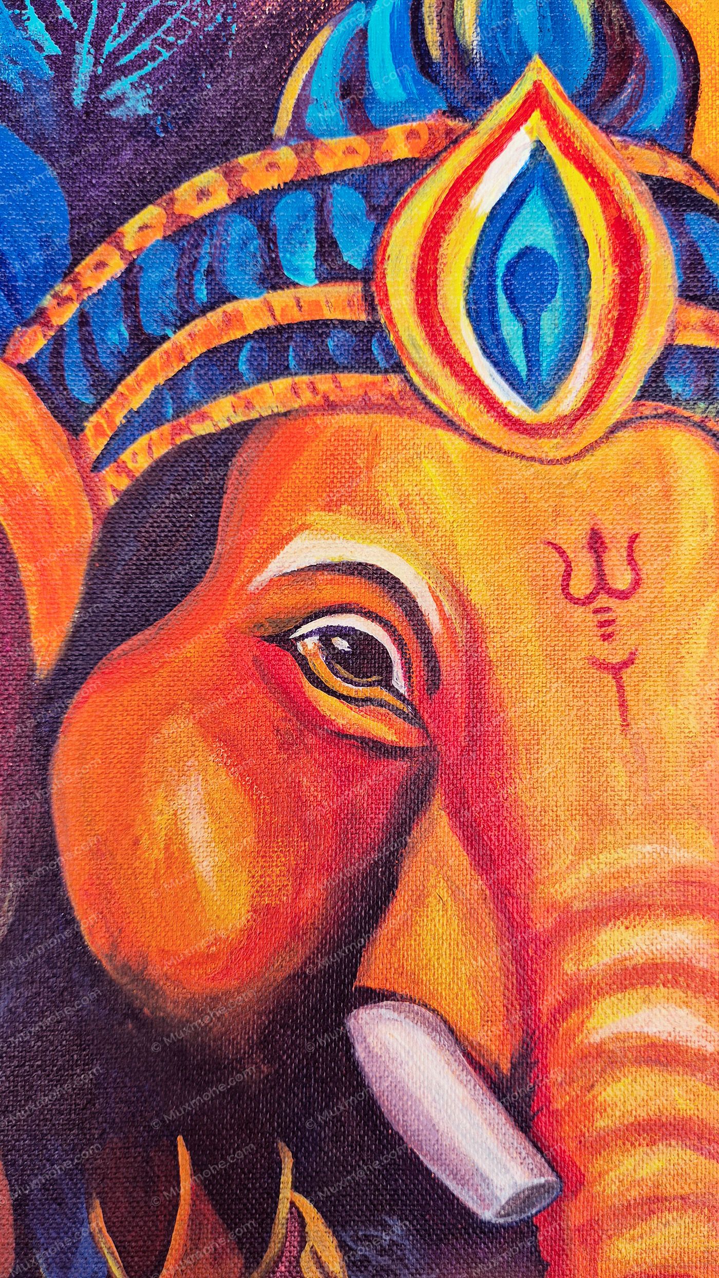 Lord Ganesha Acrylic Painting on Canvas