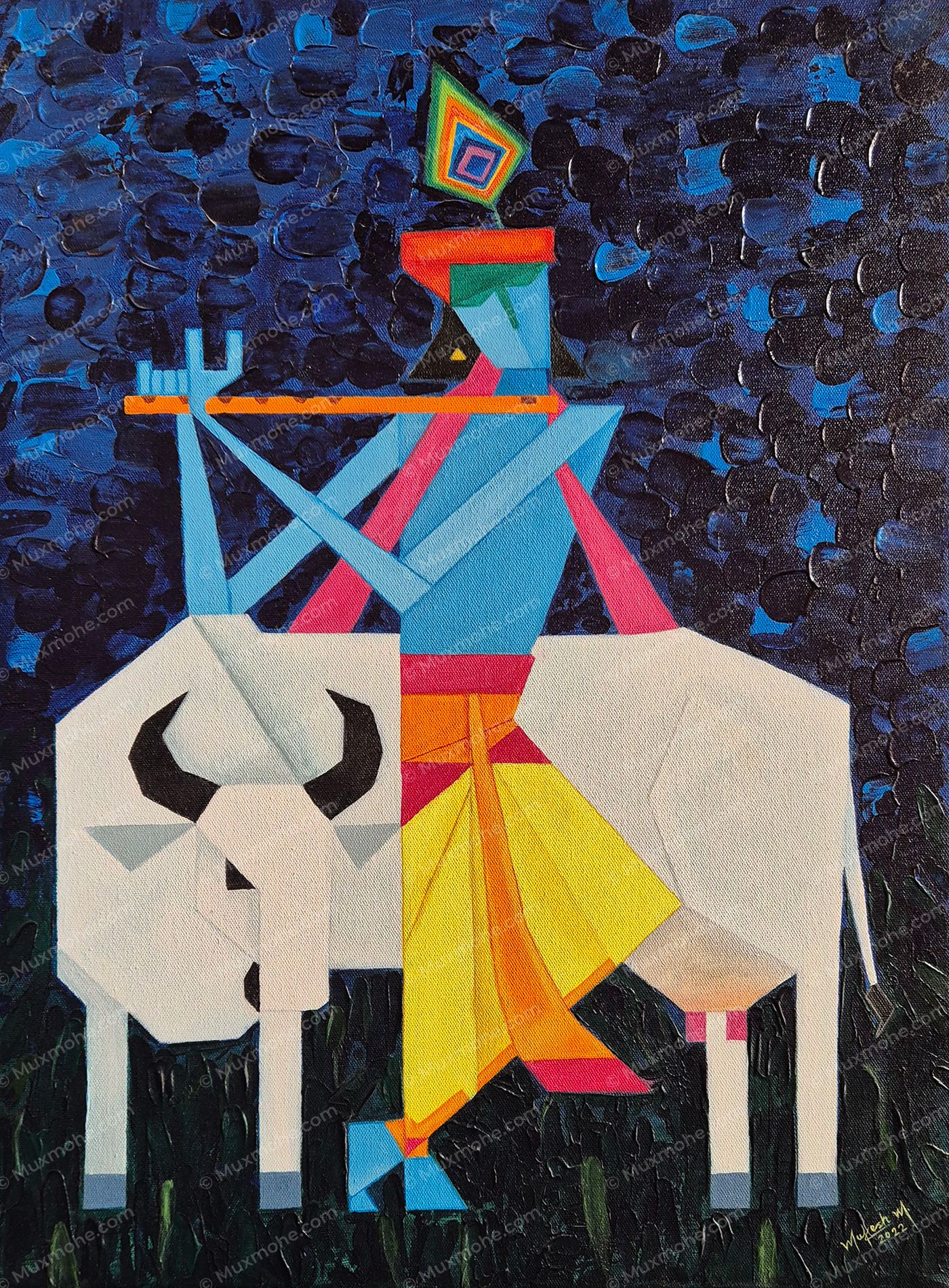 Lord Krishna Modern Art - Acrylic Painting