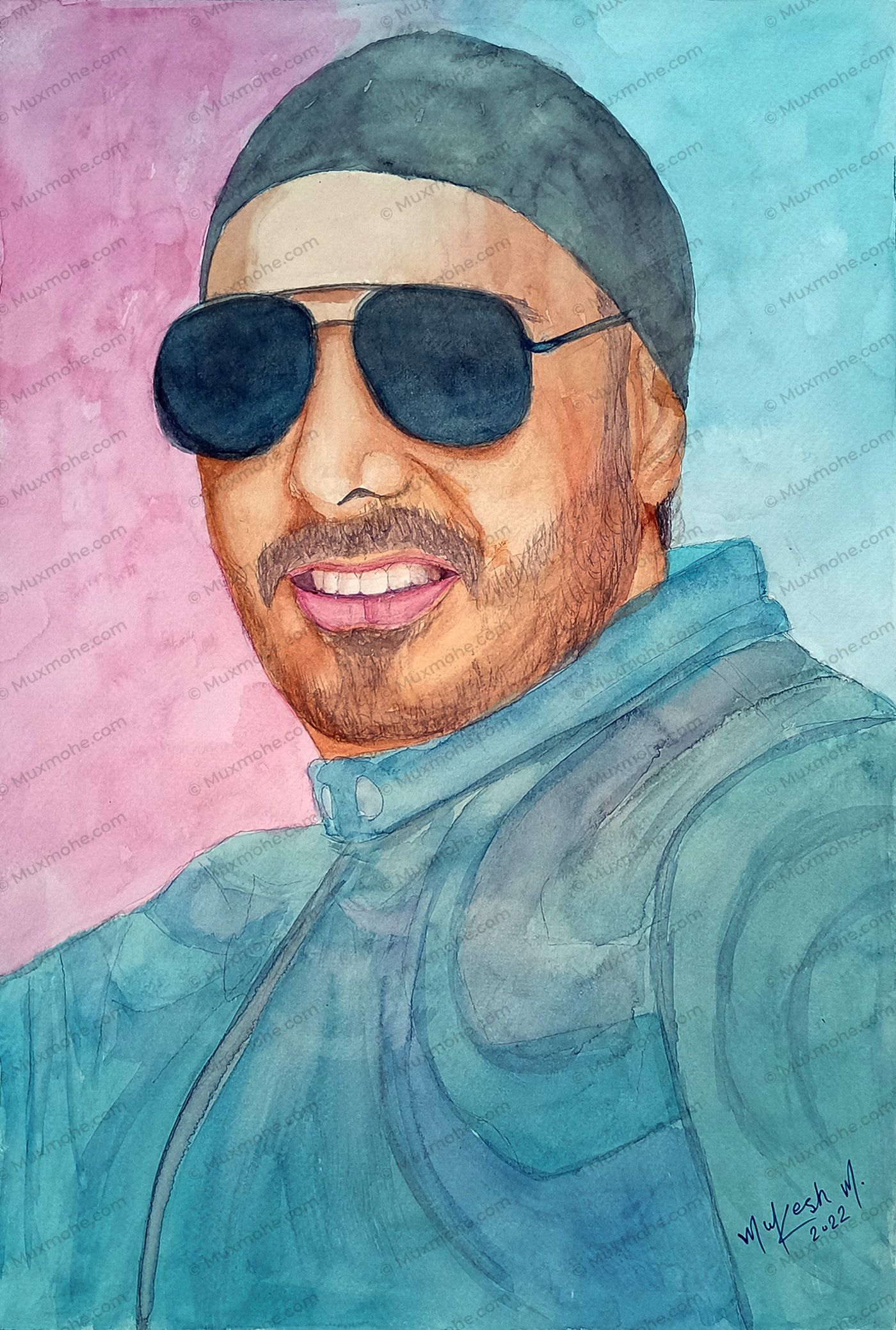 Bollywood Singer Sukhbir Singh Watercolor Painting