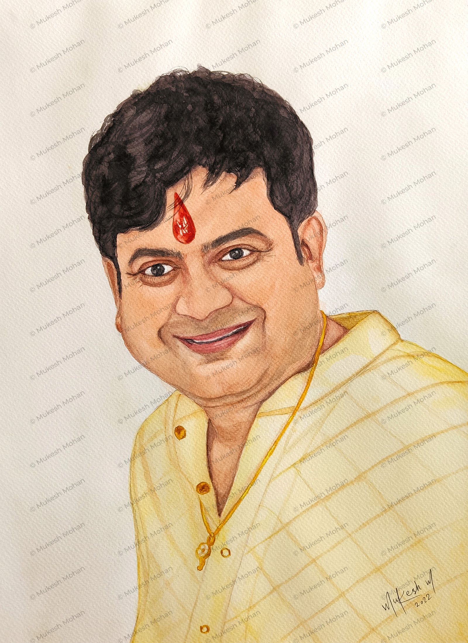 Hand-painted watercolor portrait from photo